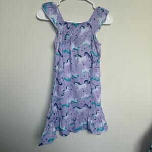 Gymboree Unicorn Nightgown – Girls Size L (10-12) – Purple Ruffle Sleep Dress